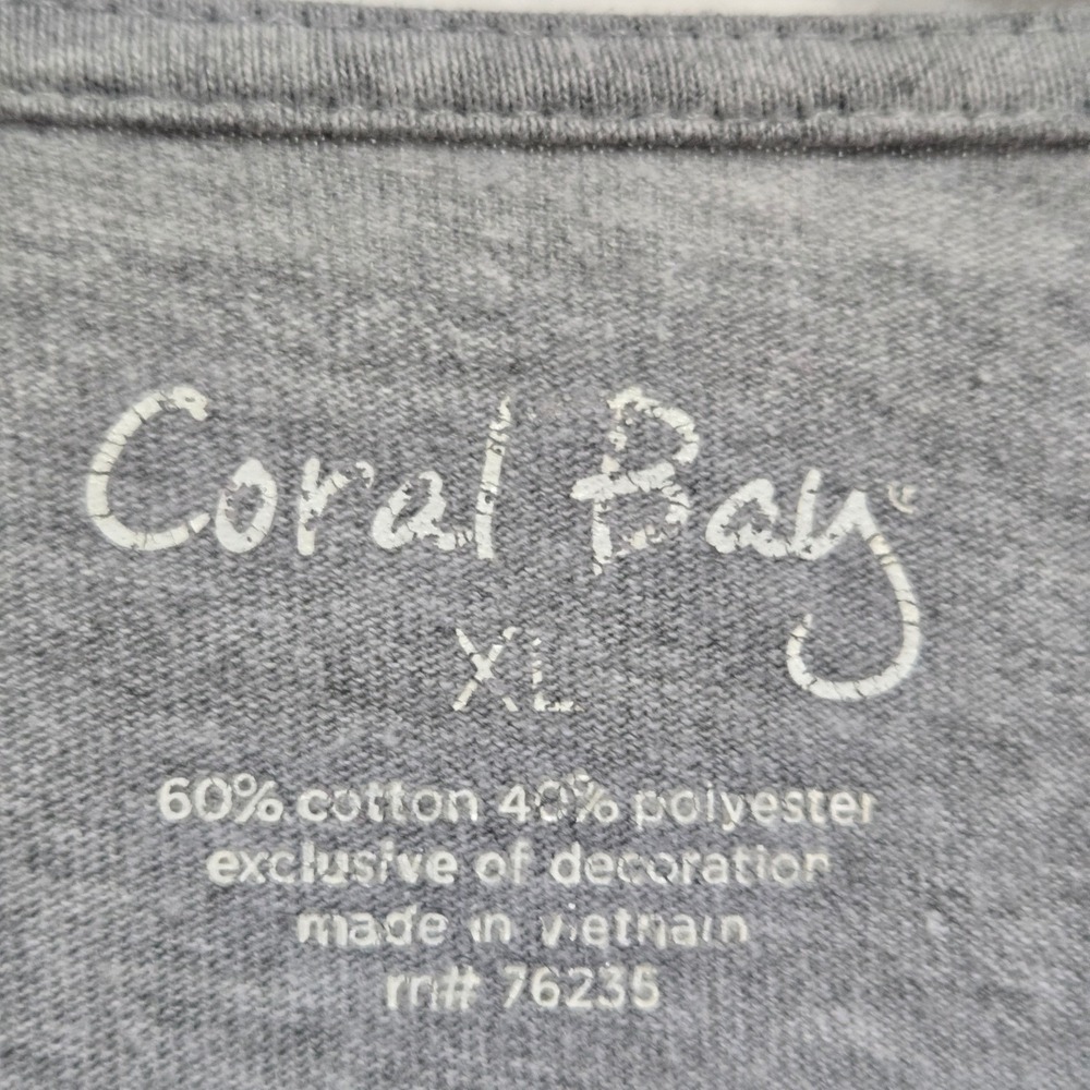 Coral Bay Womens XL Gray Embroidered V-Neck 3/4 Sleeve Knit Top RN 76235 - Picture 5 of 6